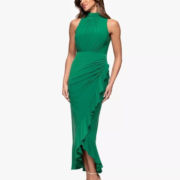 Xscape Women's High-Neck Ruffled-Front Sheath Dress Size 6 NWT - Picture 1 of 5